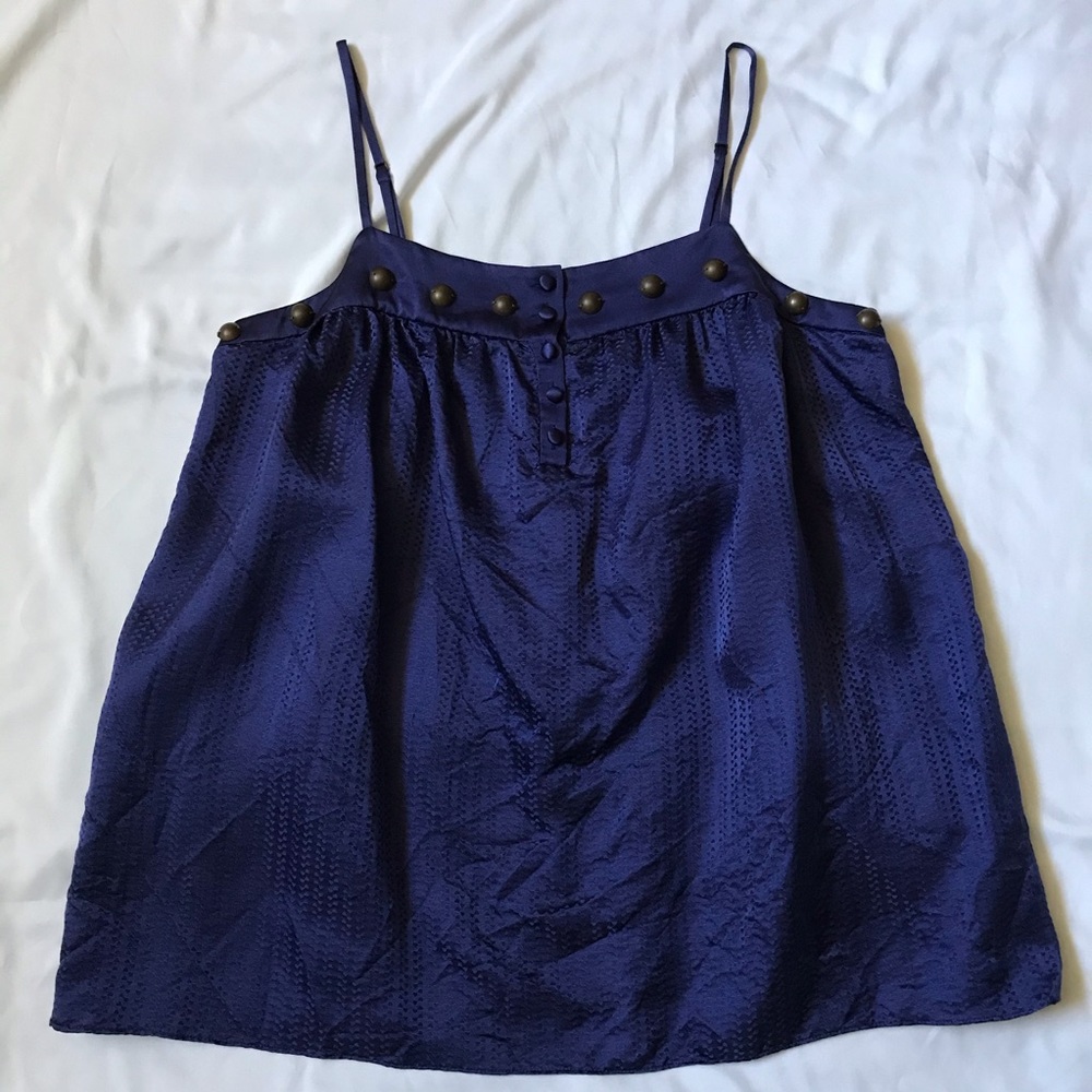Development by Erica Davies Blue Silk Beaded Tank